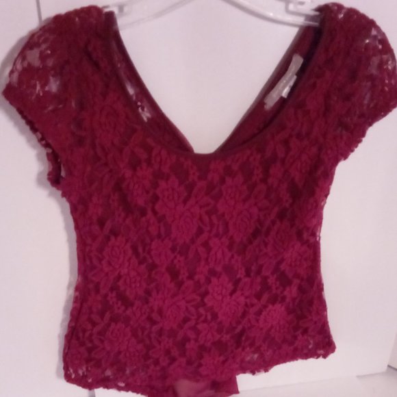 Purple Snow lace & back bow tie blouse sz M - Picture 2 of 8